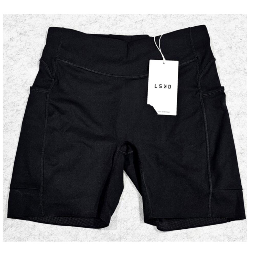 LSKD Elite Run High Rise 7" Pocket Bike Shorts Black NWT SizeXL